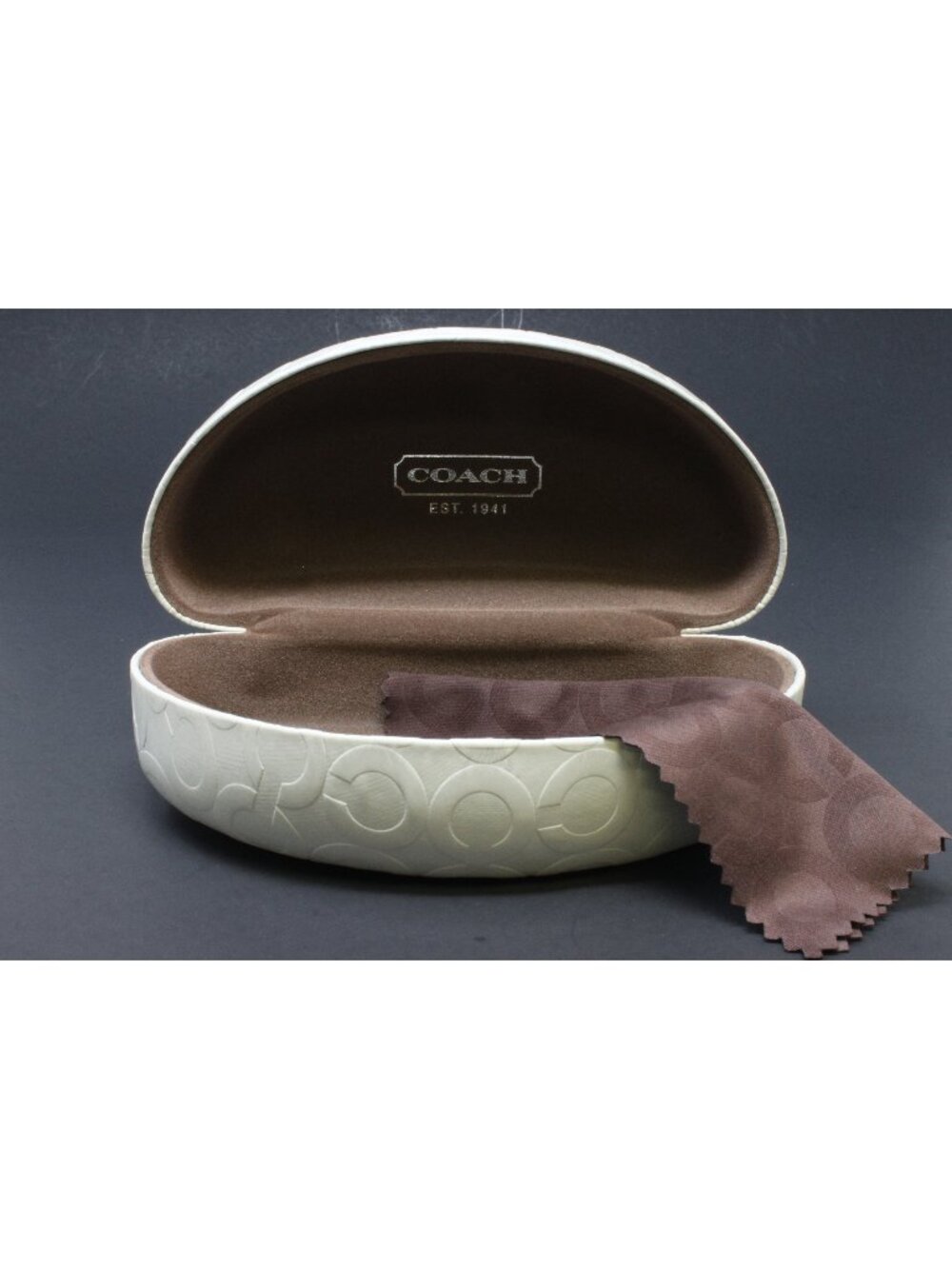 Coach Hard Clamshell Eyeglasses Sunglasses Case Ivory Sig C